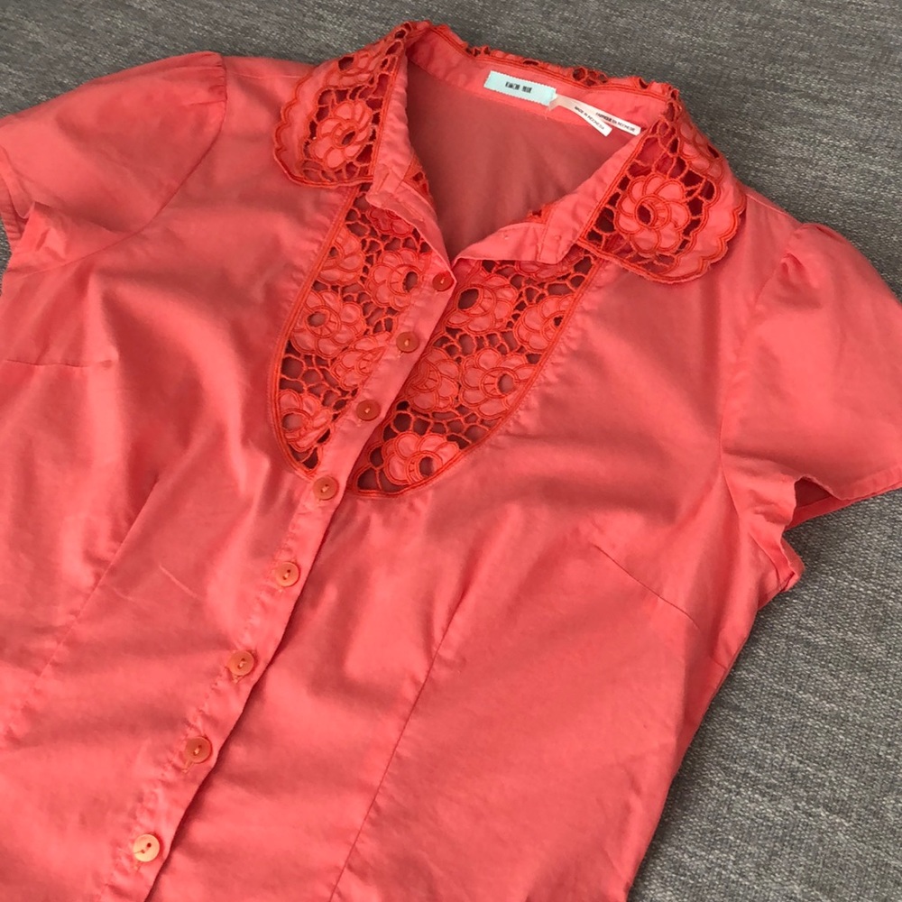 Kimchi Blue Button Down Top w Peek-A-Boo Details